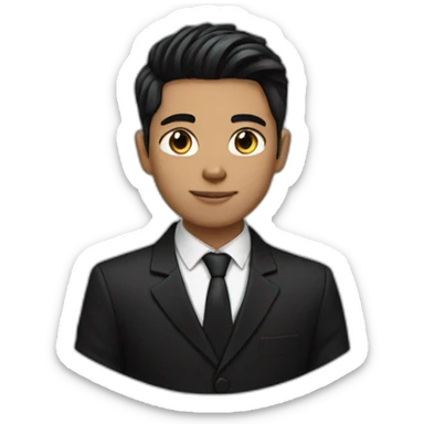 Boy,Beige,Black Sidecut Hair,Black Suits sticker
