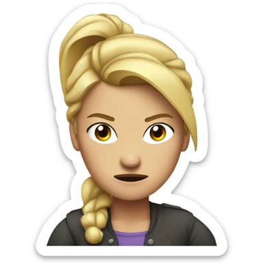 arms crossed angry woman blonde pony tail  sticker