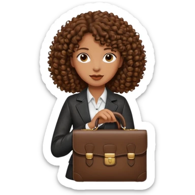 brown curly haired woman holding a briefcase sticker