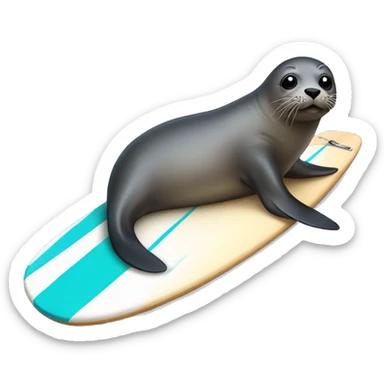 A seal on a surf board  sticker