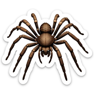 Close-up of a giant hairy tarantula in its natural habitat, with intricate web details surrounding it. The spider's texture is highlighted, emphasizing its hairy legs and features. Soft background with natural elements like leaves or rocks. Transparent background. sticker