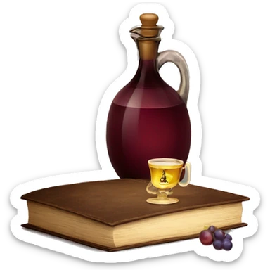 vintage carafe of wine with book sticker