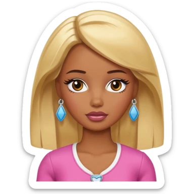 Sad brown skin blonde barbie  sticker