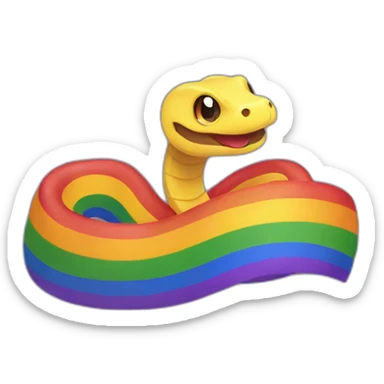 a snake holding an LGBT flag sticker