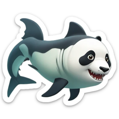 Un panda portant une tortue portant un poisson portant un requin portant un megaldon et portant une humaine sticker