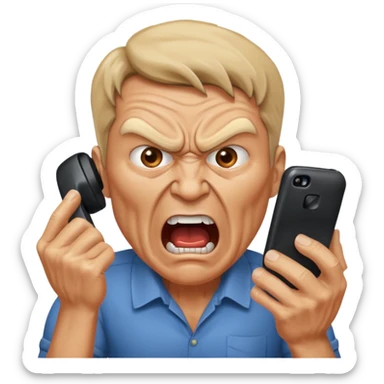 angry man screaming at phone sticker