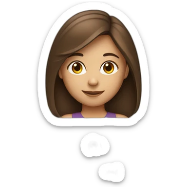 a girl with shoulder-length brown hair at a laptop sticker