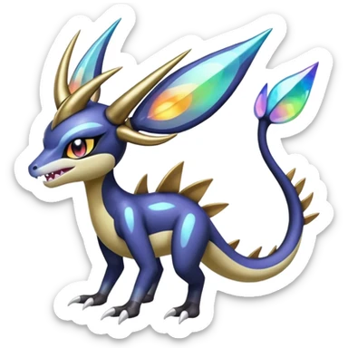 Shiny Colorful Epic Legendary Horned Meloetta-Garchomp-Pokémon-Fakémon-fusion-hybrid-creature sticker