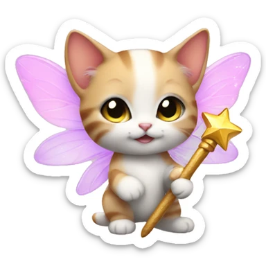 Kitten fairy with a wand sticker