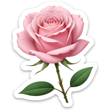 single Soft Pink Tea Rose, straight stem sticker