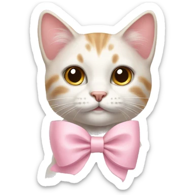 cat with a light pink bow sticker