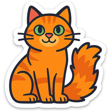 cartoon cat sitting with a fluffy tail sticker