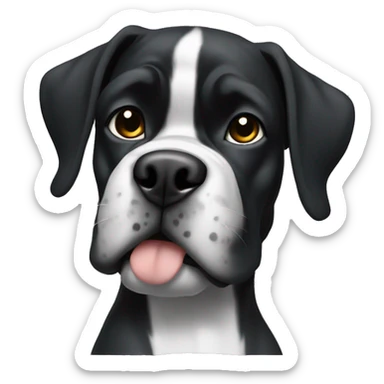 Create a black Boxer dog with a white on betast and belly sticker
