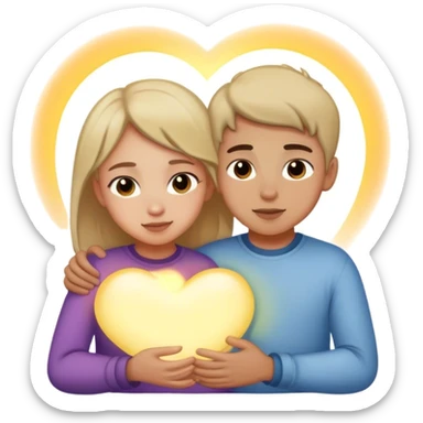 Boy and girl cuddling sticker