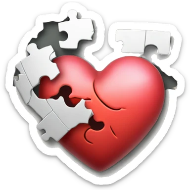 cracked heart pasted together with glue and there must be a incomplete heart which is a missing puzzle at the top right corner sticker