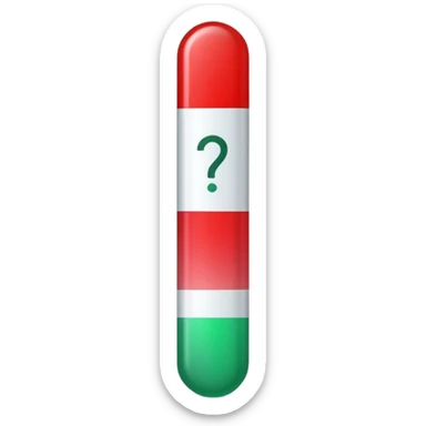A vertical capsule-shaped progress bar with a color gradient from green at the bottom to red at the top. The bar is divided into segments by thin lines, with bold, outlined numbers scaling upward next to it. The very top segment is marked with a white question mark." sticker