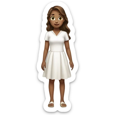 brown hair girl with white dress full body sticker