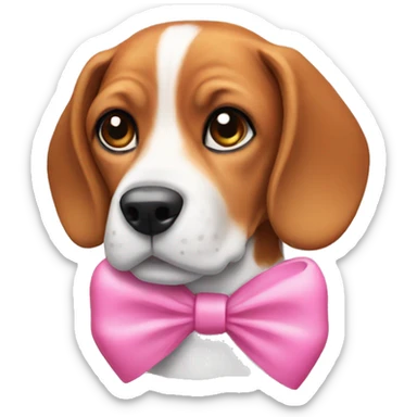 Beagle with a pink bow on its head sticker