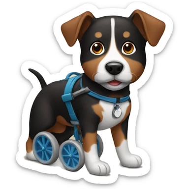 Black and brown Dog with a wheelchair sticker