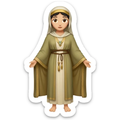 fullbody Jerusalem woman in 1st-century Middle Eastern attire, robe and head covering, no religious or Christian symbols sticker