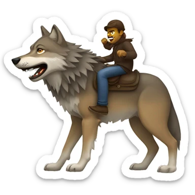 wolf riding another wolf sticker