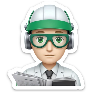 human like robot bookkeeper wearing an accountants Green eyeshade dealer's visor  and holding spreadsheets sticker