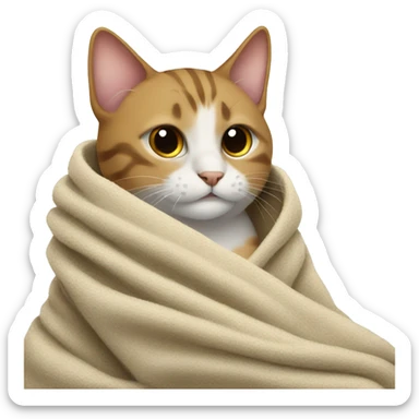 A cat wrapped in a blanket sticker