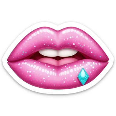 pastel pink glittery lips, kiss mark sticker