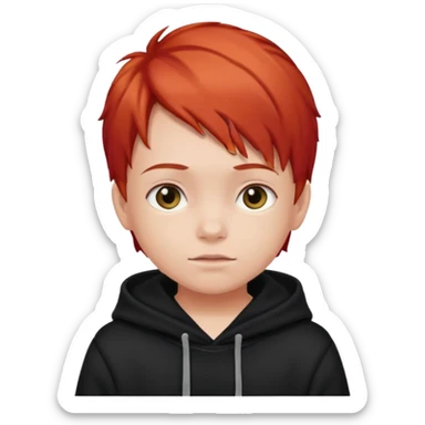 child with red hair and black hoodie sticker