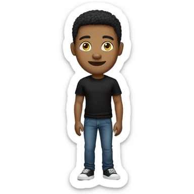 light skin man black t-shirt full body sticker