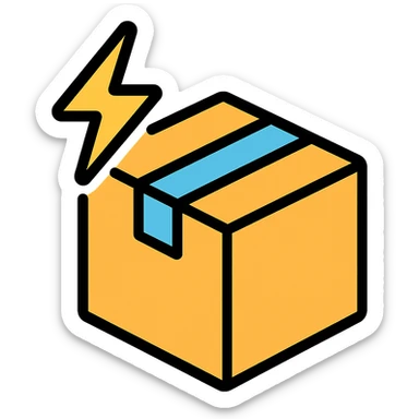 lightning bolt and package, fastest delivery sticker