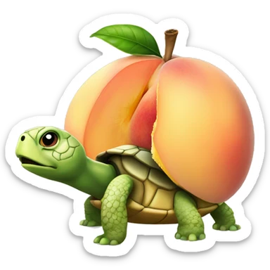 Peach with a turtle head popping out  sticker