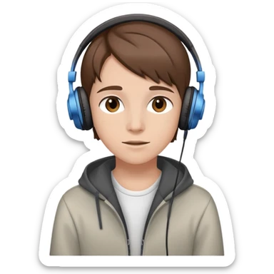 teenager with headphones listening to music sticker