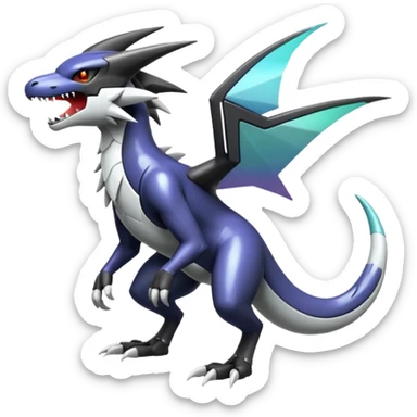 Futuristic Shiny Mightyena-Garchomp-Noivern-Silvally-Fakémon-hybrid-creature (full body)  sticker