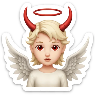 mush up the devil emoji with the angel one, I want it to be angel with devil horns sticker