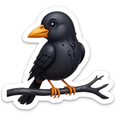 oil with a sad black bird in it sticker