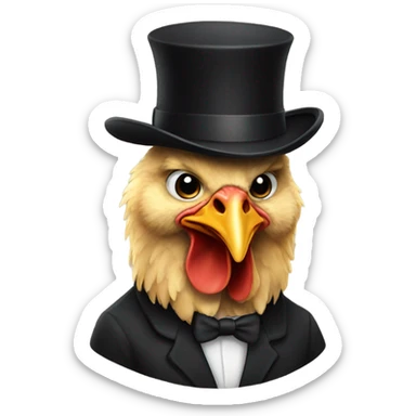 Chicken with black bowler hat sticker
