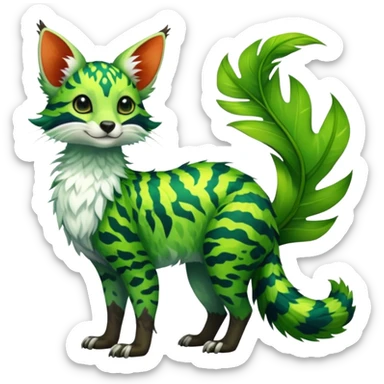 Feral Rare Fantasy vibrant tropical Vernid-Trico-species by LiLaiRa, random markings, tufted tail, tufted ears, full body sticker
