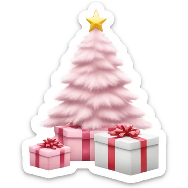 Light pink Christmas gifts under a white Christmas tree  sticker