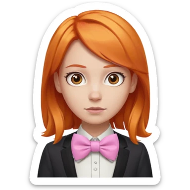 In A Clash Of Clans Aesthetic orange hair woman with pink bowtie sticker