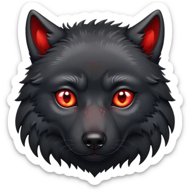 sad crying black wolf with red eyes sticker