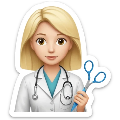 blonde doctor with scissors sticker