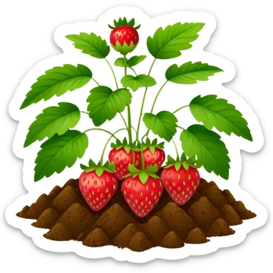 strawberry plant with ground sticker