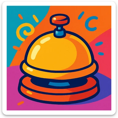 counter bell, playful cartoon style, vibrant toon style sticker