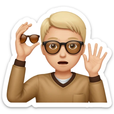 shocked face but using one hand to pull sunglasses off. only half of their eyes will be visible
 shocked face but using one hand to pull sunglasses off. only half of their eyes will be visible sticker