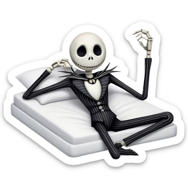Jack skellington laying on a bed sticker