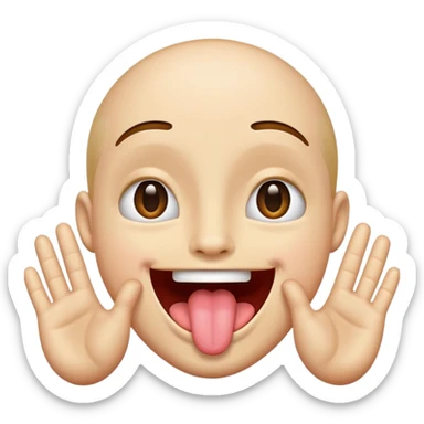 face with tongue out and hands on the side  sticker