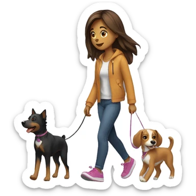 Gurl walking dog  sticker