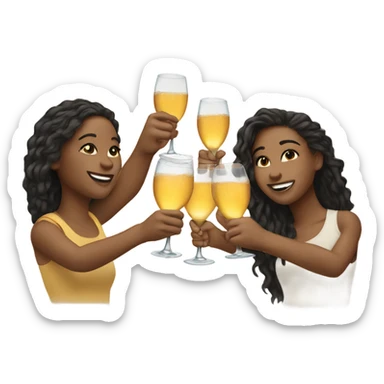 a group of friends toasting all light skin  sticker