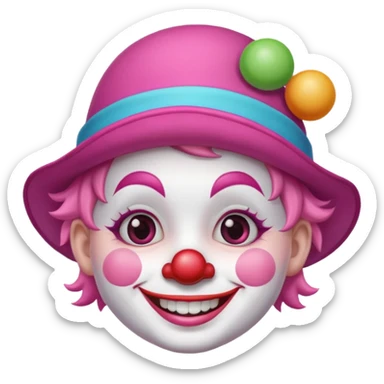 Cute pink clown sticker
